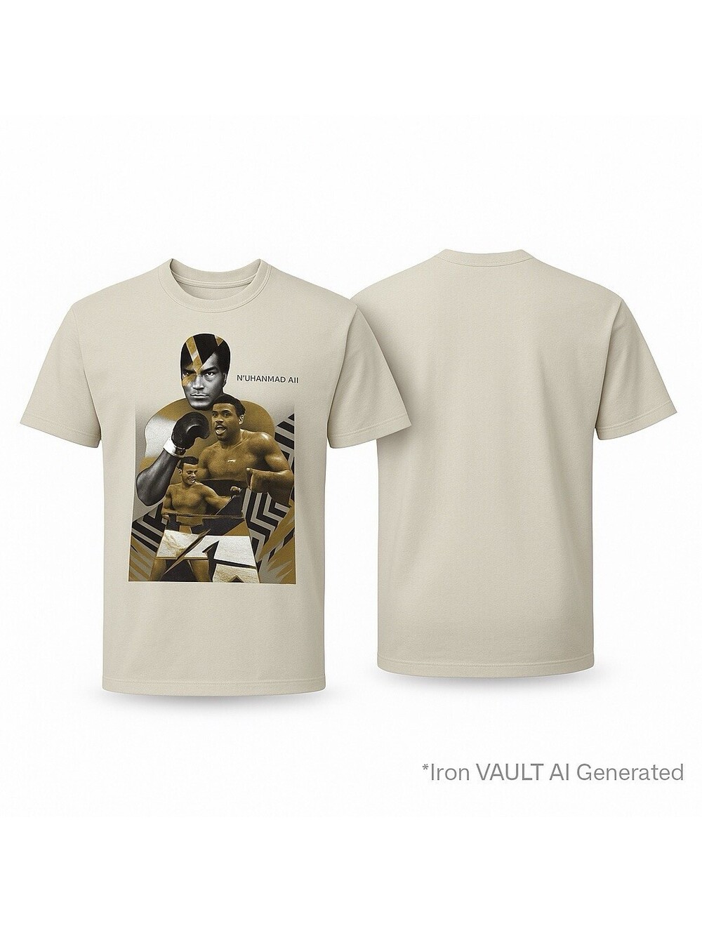Muhammad Ali T-Shirt 2XL Heavyweight Boxing Graphic Tee Beige 100% Cotton